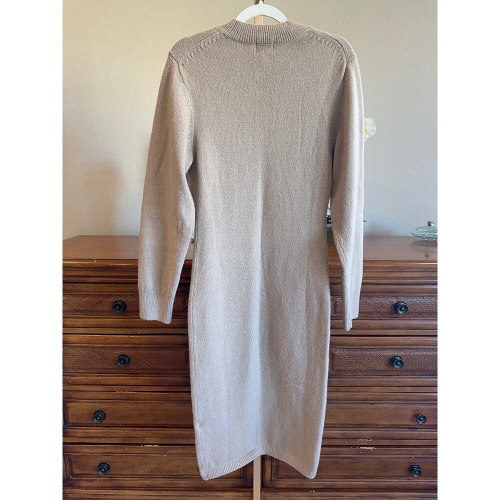H&M Knitted Sweater Bodycon Dress Beige Long Sleeve S - Picture 3 of 8
